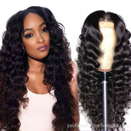 Wholesale Indian Raw Hair Unprocessed Hair Deep Wave Transparent Lace Front Wig Pre Plucked Baby Hair HD Lace Front Wig Vendors